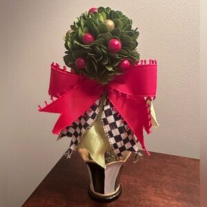 MacKenzie-Childs Mini Holiday Topiary with Red and Gold Accents